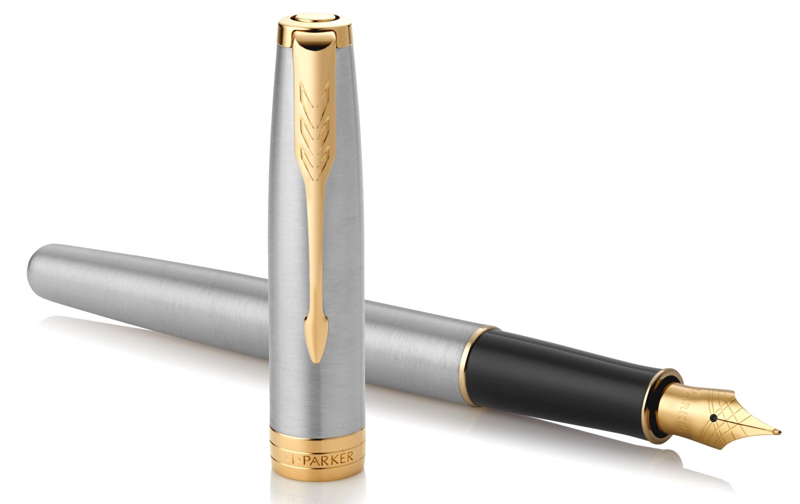 Ручка перьев. Parker Sonnet Core F527 (1931504) Stainless Steel GT F сталь нержавеющая подар.кор. — миниатюра 2