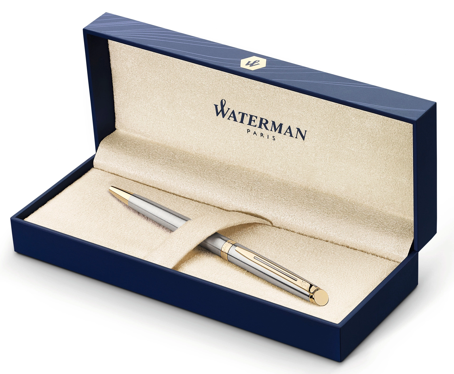 Ручка шариков. Waterman Hemisphere (S0920370) Steel GT M син. черн. подар.кор. — миниатюра 3