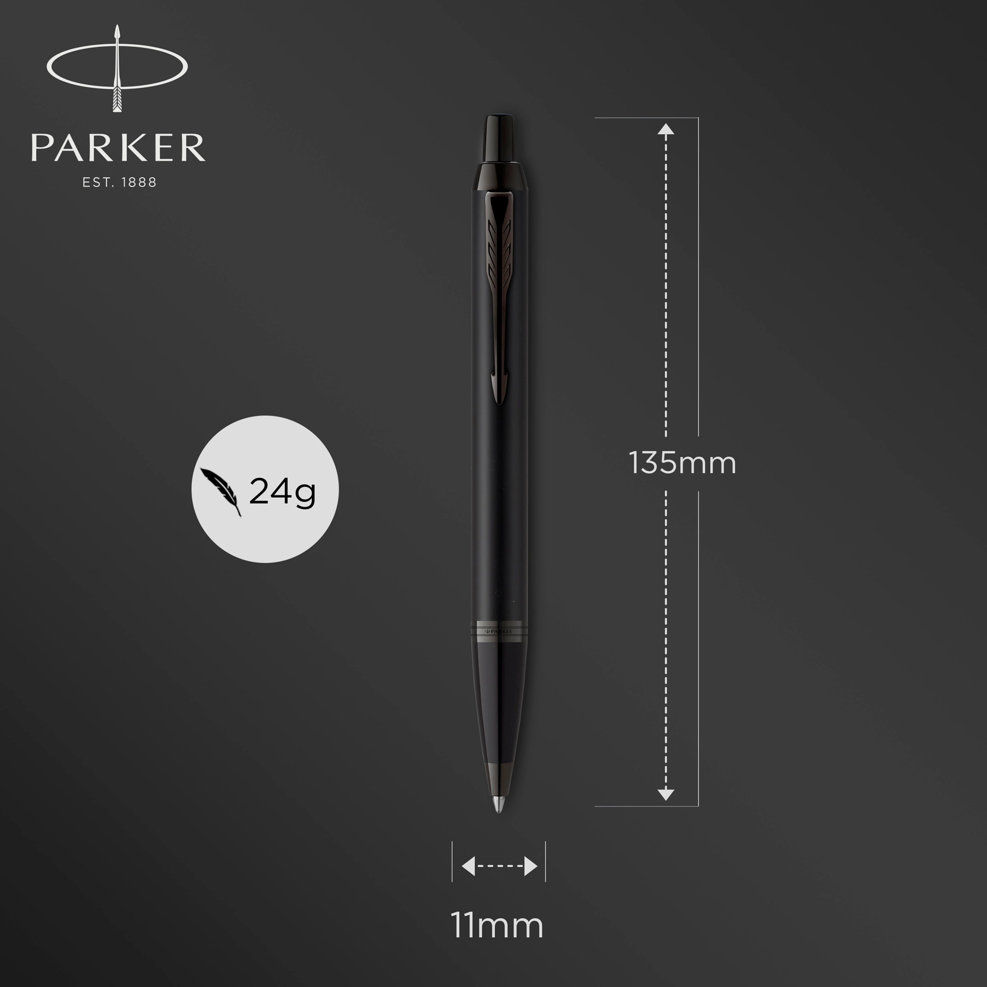 Ручка шариков. Parker IM Achromatic K317 (2127618) Matt Black M син. черн. подар.кор. — миниатюра 2