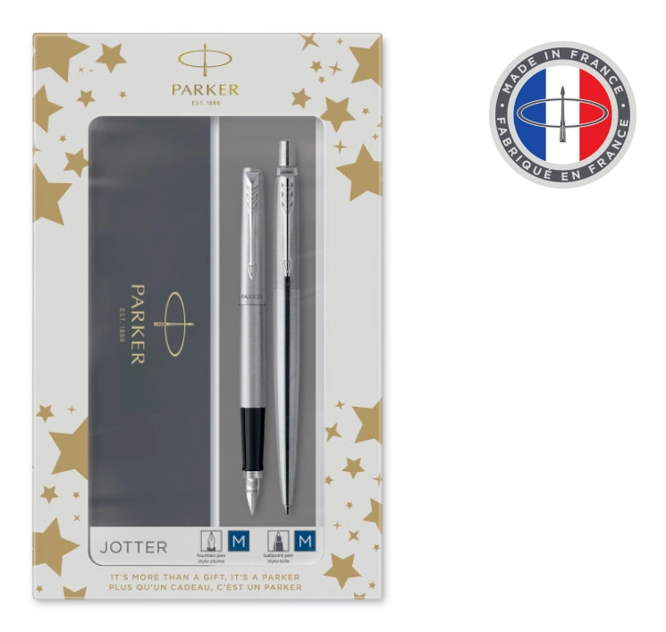 Набор ручек Parker Jotter Core FK61 (2093258) Stainless Steel CT сталь нержавеющая подар.кор. ручка перьевая, ручка шариковая — миниатюра 6