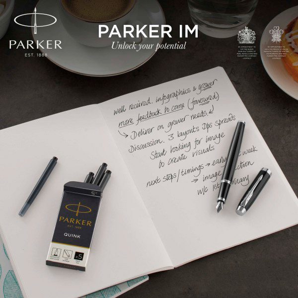 Набор ручек Parker IM Core FK221 (2093215) Black CT сталь нержавеющая подар.кор. ручка перьевая, ручка шариковая — миниатюра 5