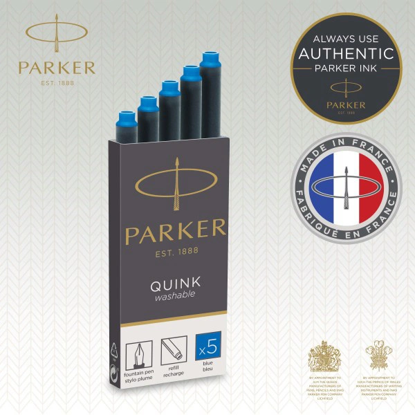 Картридж Parker Quink Z11 (1950383) синие чернила смывающиеся для ручек перьевых (5шт)