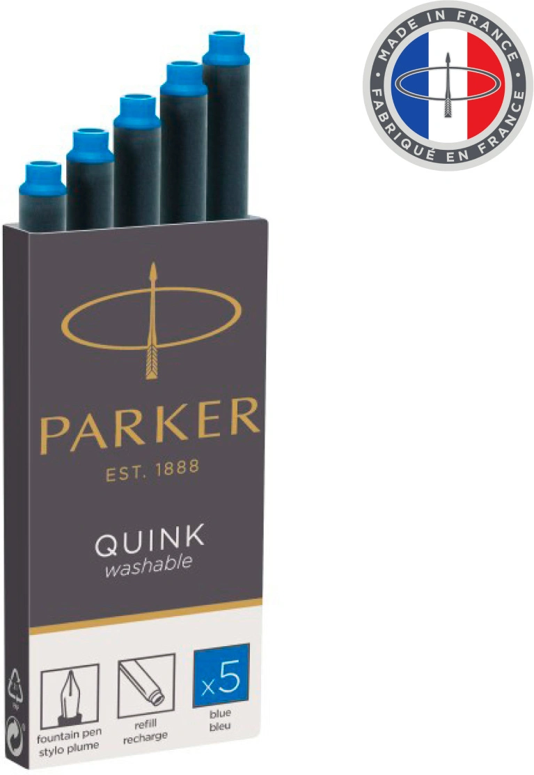 Картридж Parker Quink Z11 (1950383) синие чернила смывающиеся для ручек перьевых (5шт) — миниатюра 5
