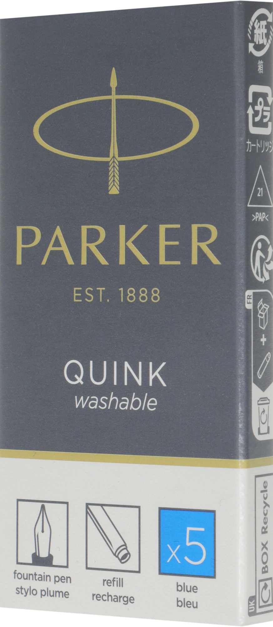Картридж Parker Quink Z11 (1950383) синие чернила смывающиеся для ручек перьевых (5шт) — миниатюра 9