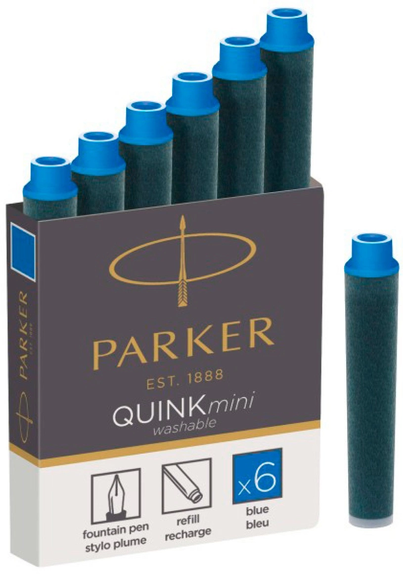 Картридж Parker Quink Z17 Mini (1950409) синие чернила для ручек перьевых (6шт)