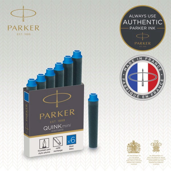 Картридж Parker Quink Z17 Mini (1950409) синие чернила для ручек перьевых (6шт) — миниатюра 2