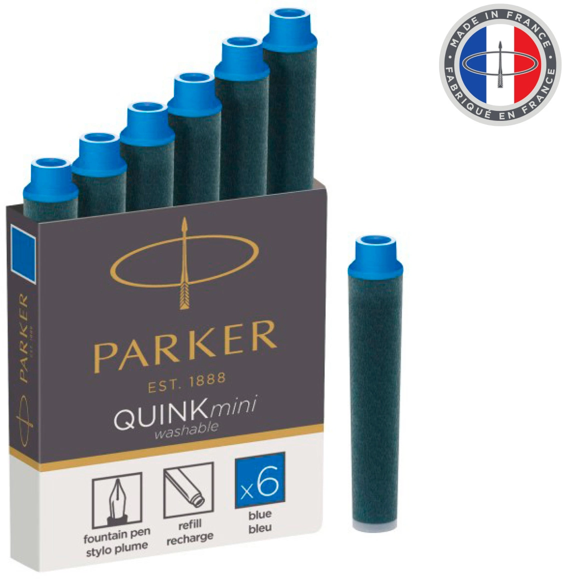Картридж Parker Quink Z17 Mini (1950409) синие чернила для ручек перьевых (6шт) — миниатюра 5