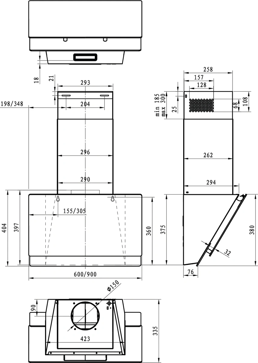 Вытяжка каминная Gorenje WHI649X21P черный управление: сенсорное (1 мотор) — миниатюра 9