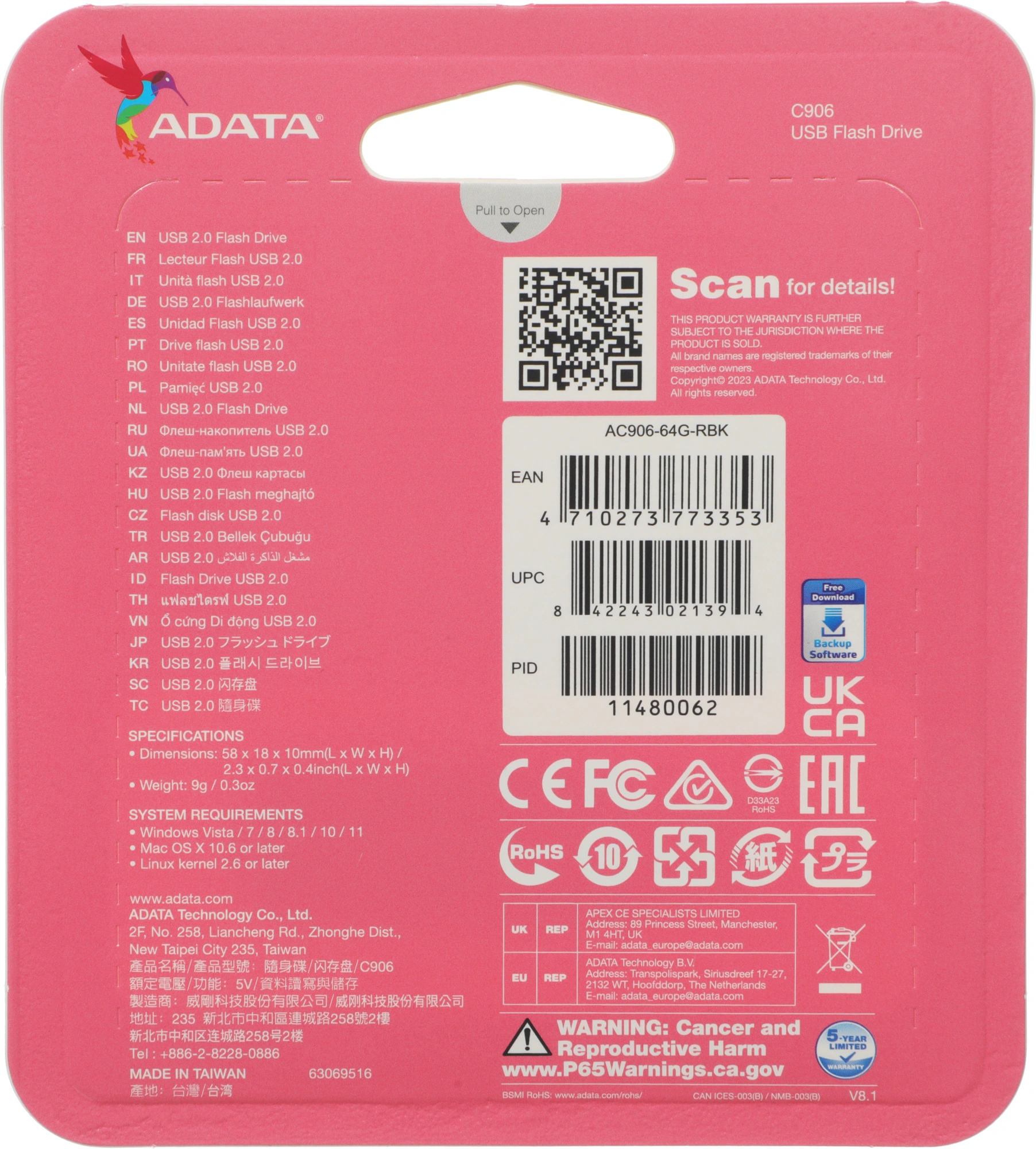 Флеш Диск A-Data 64Gb Classic C906 AC906-64G-RBK USB2.0 черный — миниатюра 8
