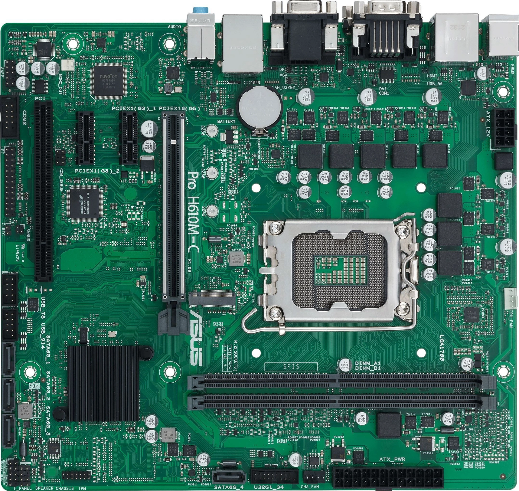 Материнская плата Asus PRO H610M-C-CSM Soc-1700 Intel H610 2xDDR5 mATX AC`97 8ch(7.1) GbLAN+VGA+DVI+HDMI+DP — фото 1