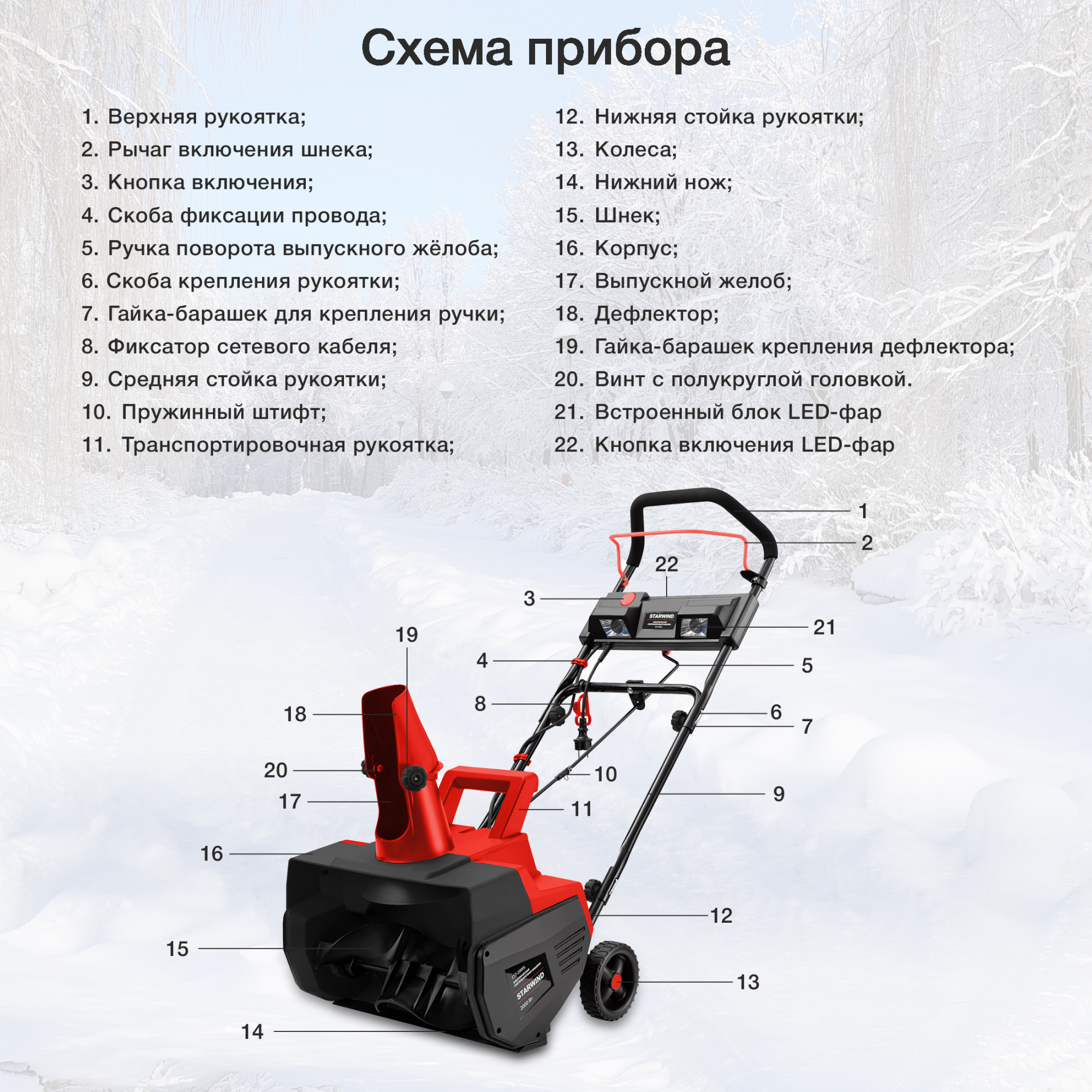 Снегоуборщик электр. Starwind EST-2000L 2кВт — миниатюра 13