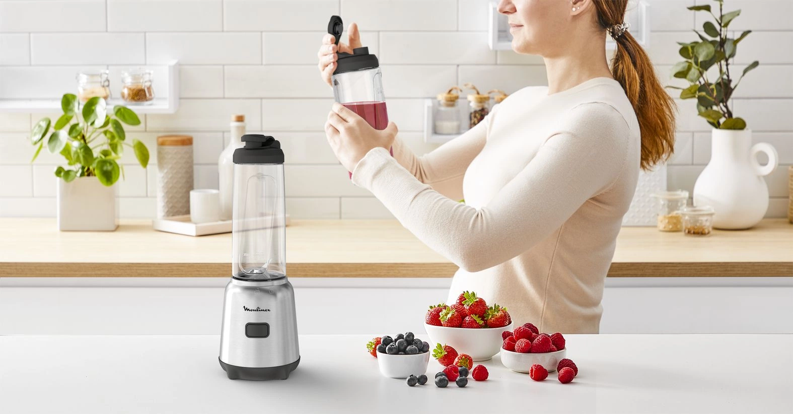 Блендер стационарный Moulinex LM15FD10 300Вт серебристый/черный — миниатюра 3