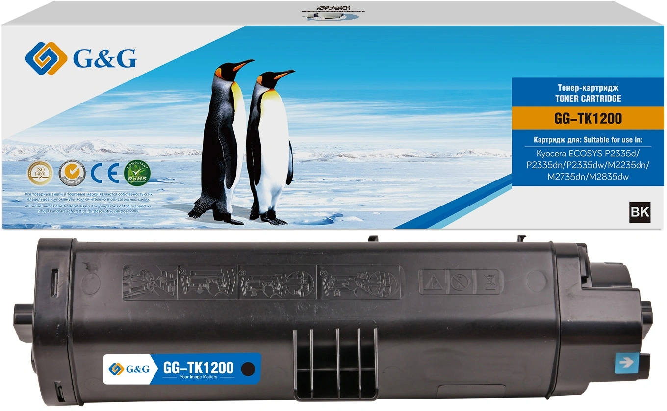 Картридж лазерный G&G GG-TK1200 черный (3000стр.) для Kyocera ECOSYS P2335d/P2335dn/P2335dw/M2235dn/M2735dn/M2835dw с чипом — миниатюра 2