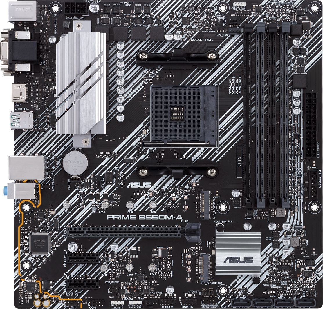 Материнская плата Asus PRIME B550M-A/CSM Soc-AM4 AMD B550 4xDDR4 mATX AC`97 8ch(7.1) GbLAN RAID+VGA+DVI+HDMI — фото 1