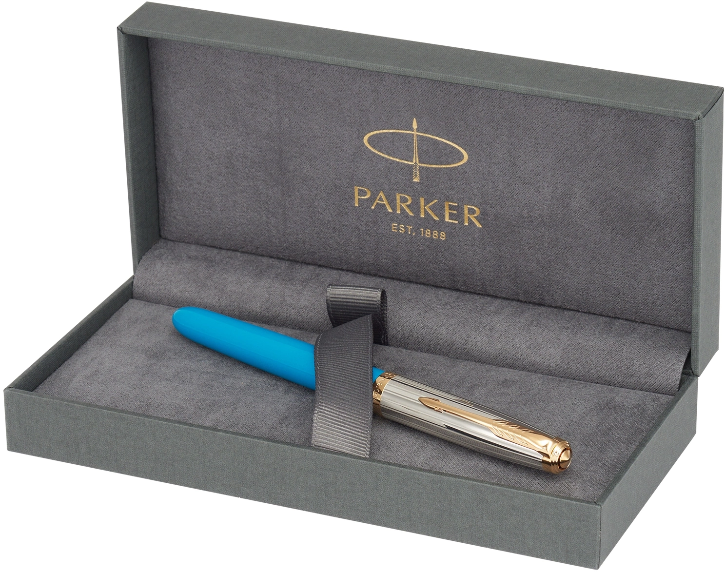 Ручка перьев. Parker 51 Premium (CW2169078) Turquoise GT F сталь нержавеющая подар.кор. — миниатюра 2