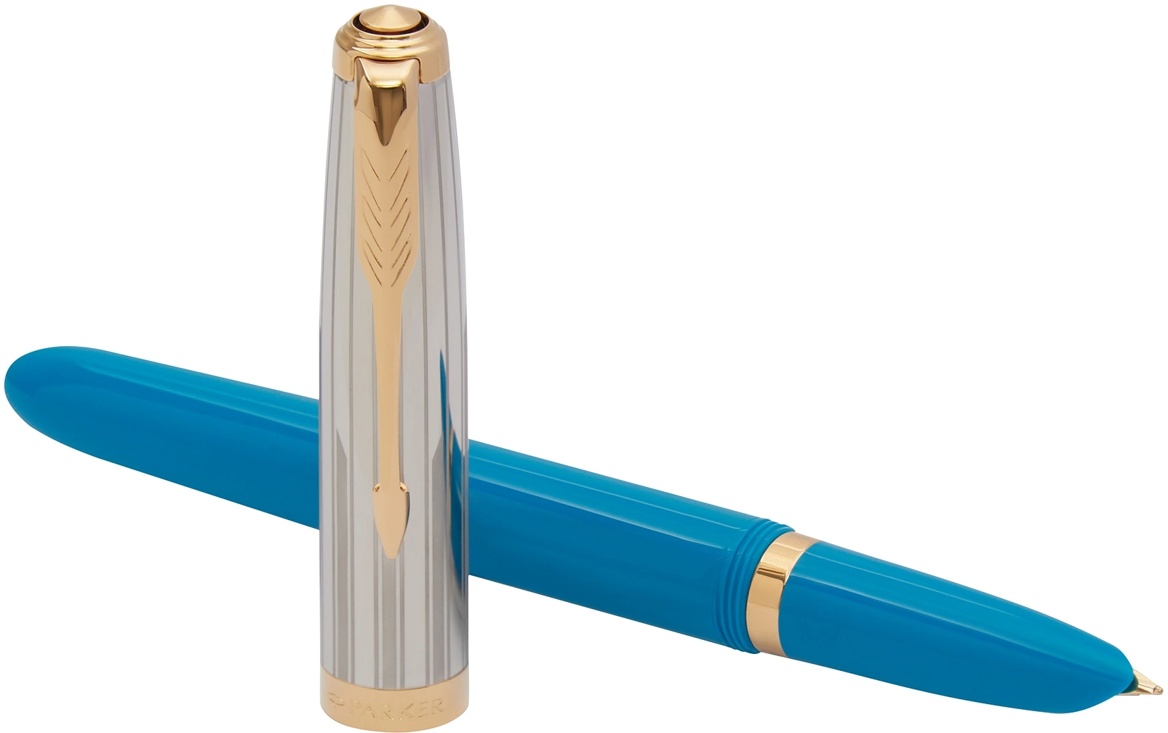 Ручка перьев. Parker 51 Premium (CW2169078) Turquoise GT F сталь нержавеющая подар.кор. — миниатюра 5