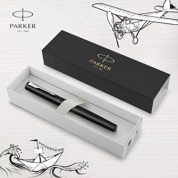 Ручка роллер Parker Vector XL (2159774) Black CT F черн. черн. подар.кор. — миниатюра 7