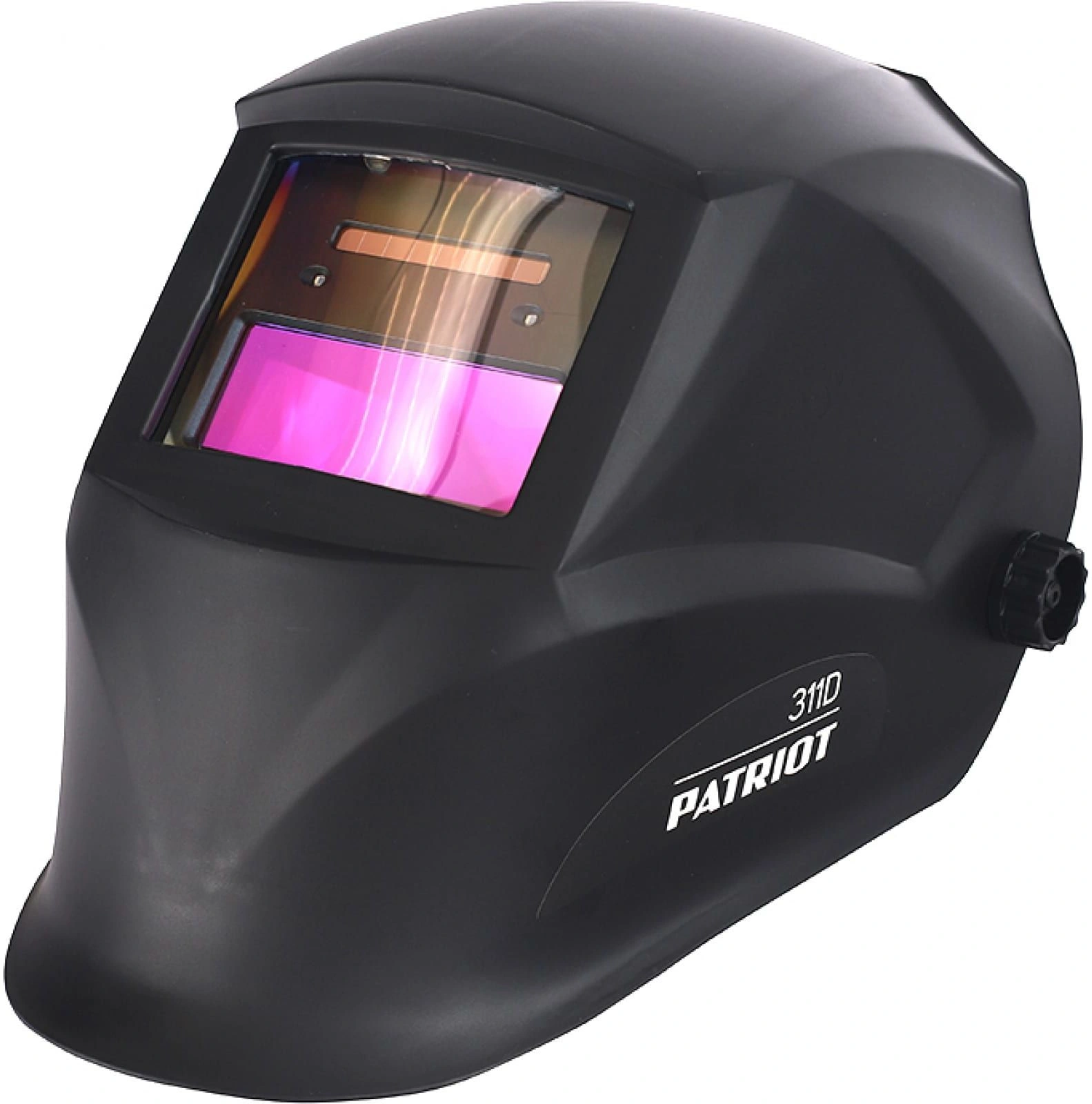 Маска сварщика Patriot 880502201 филь.:хамел. кл.:1/1/1/2 см.экр.90x35мм черный — фото 1