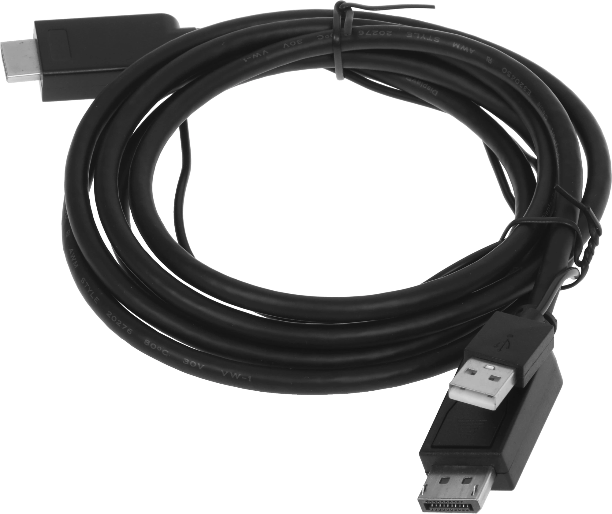 Кабель-переходник аудио-видео Buro HDMI (m)/DisplayPort (m) 2м. позолоч.конт. черный (HDMI-DP-2M) — миниатюра 3