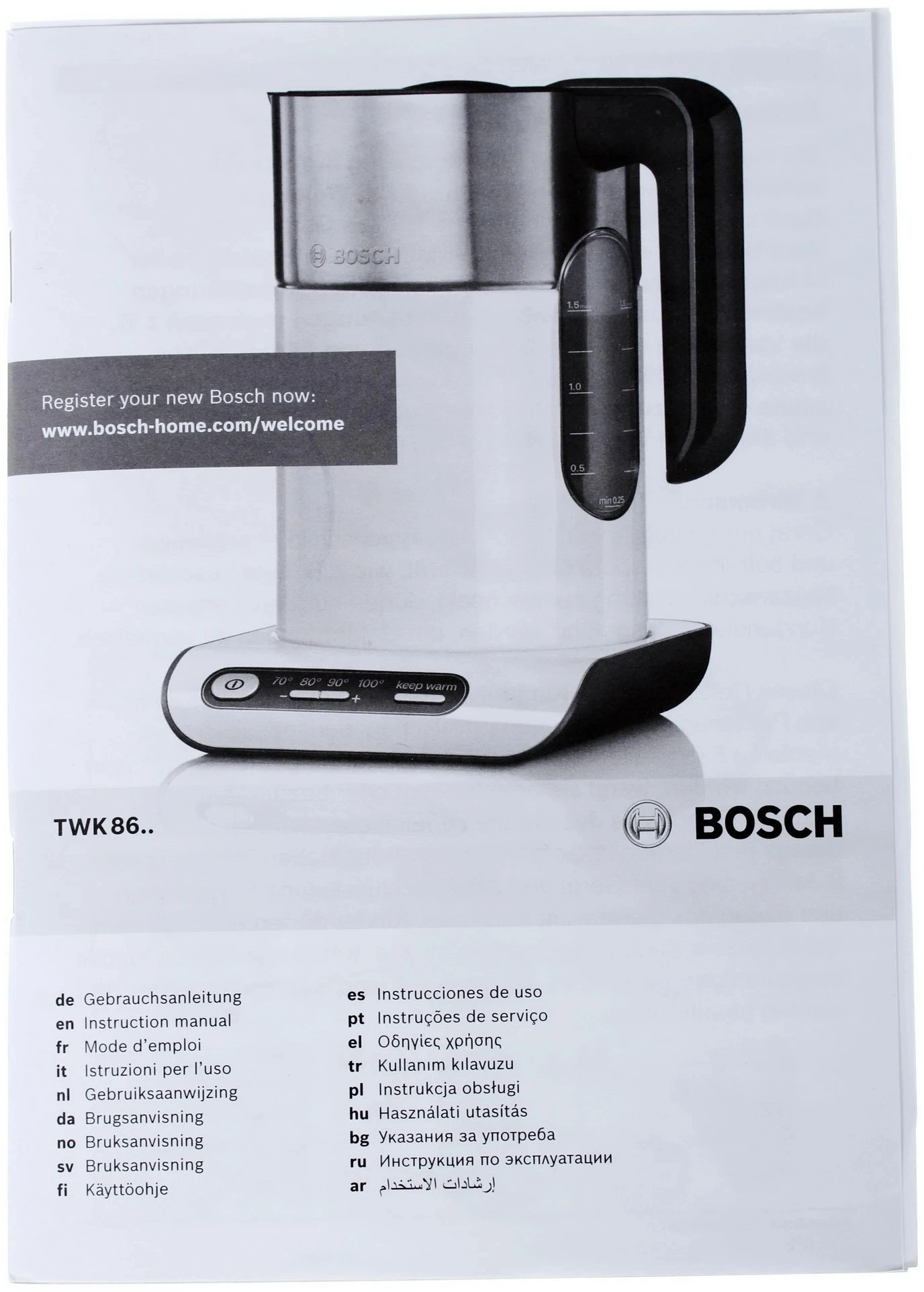 Чайник электрический Bosch TWK8613P 1.5л. 2400Вт черный/серебристый корпус: пластик/металл — миниатюра 9