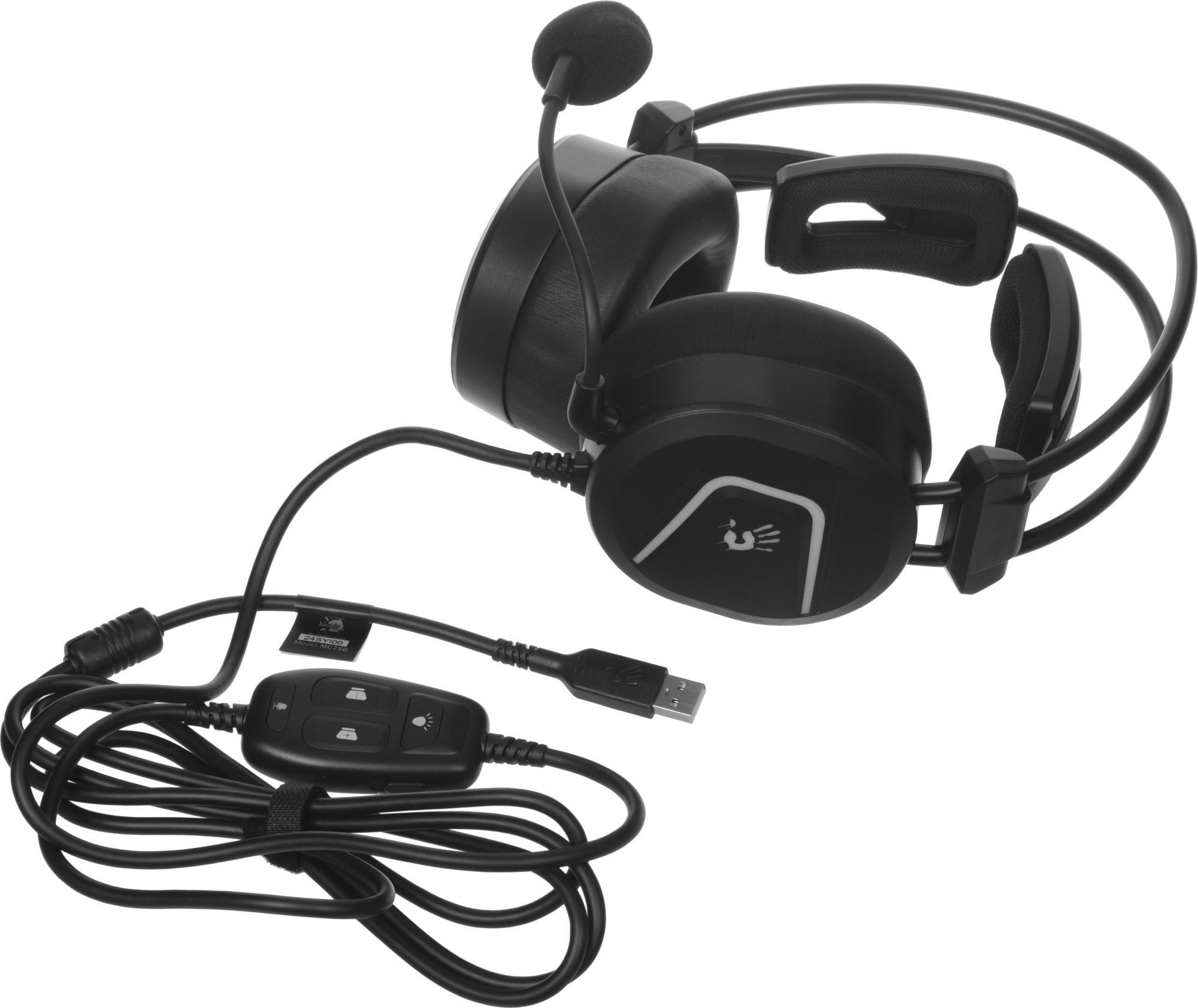 Наушники с микрофоном A4Tech Bloody MC750 черный 2.3м мониторные USB оголовье (MC750 BLACK) — миниатюра 17