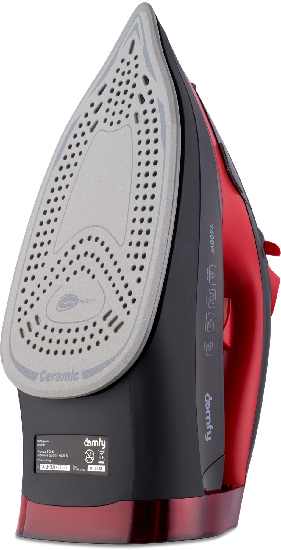 Утюг Domfy DSC-EI502 2400Вт черный/красный — миниатюра 3