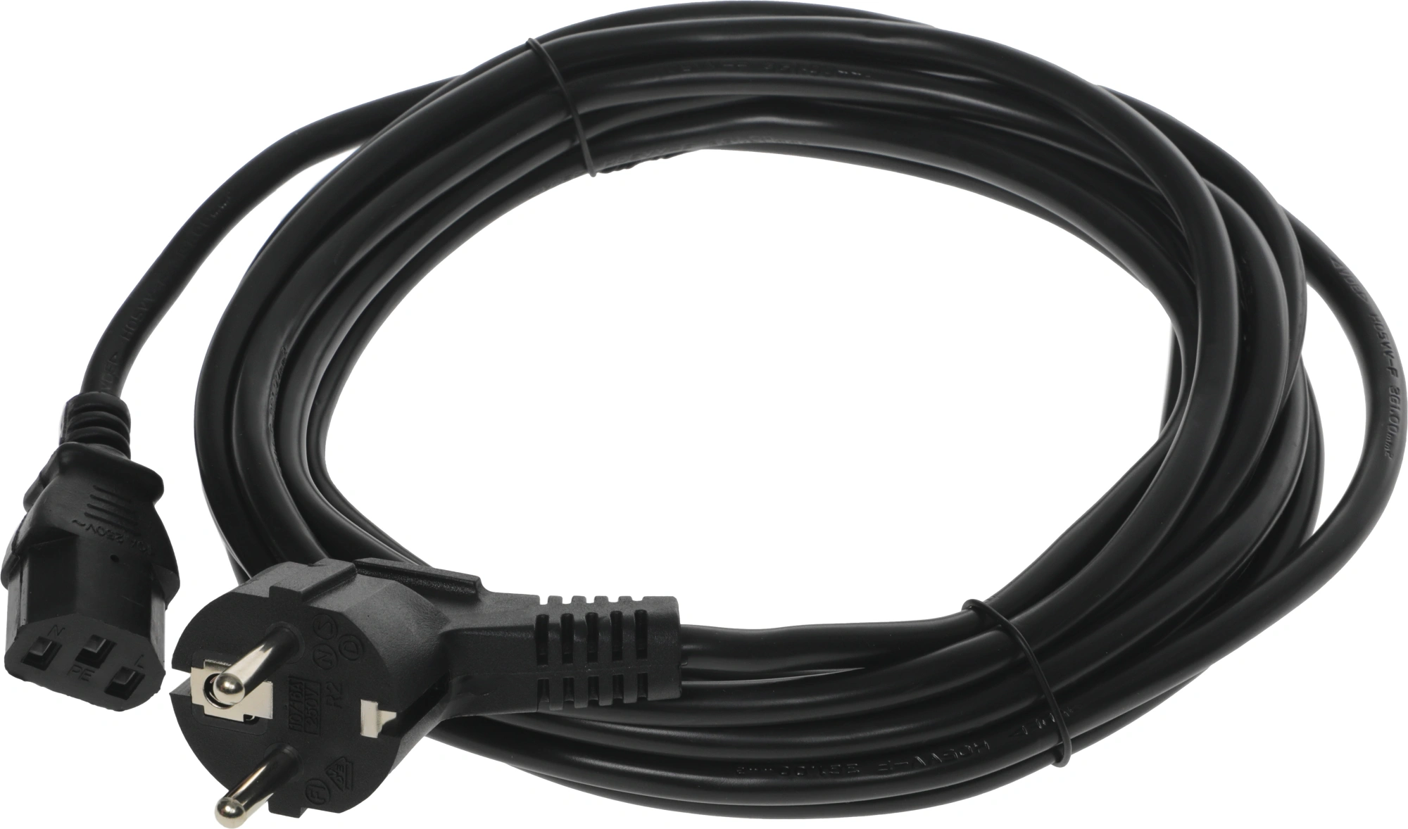 Кабель Buro BU-PCAB-5M-16A IEC C13 Евровилка угловой 5м — миниатюра 8