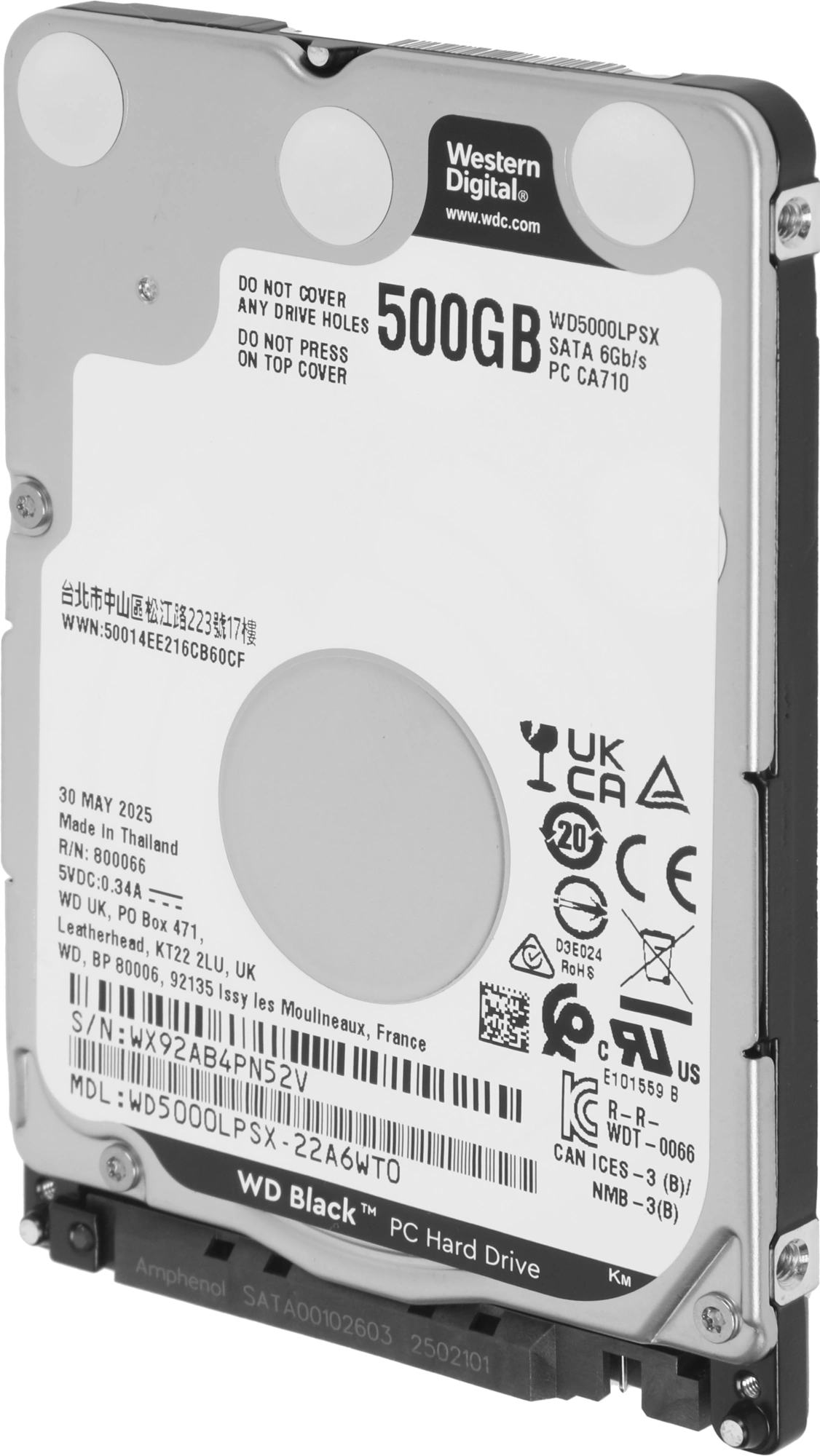 Жесткий диск WD SATA-III 500Gb WD5000LPSX Notebook Black (7200rpm) 64Mb 2.5" — миниатюра 6