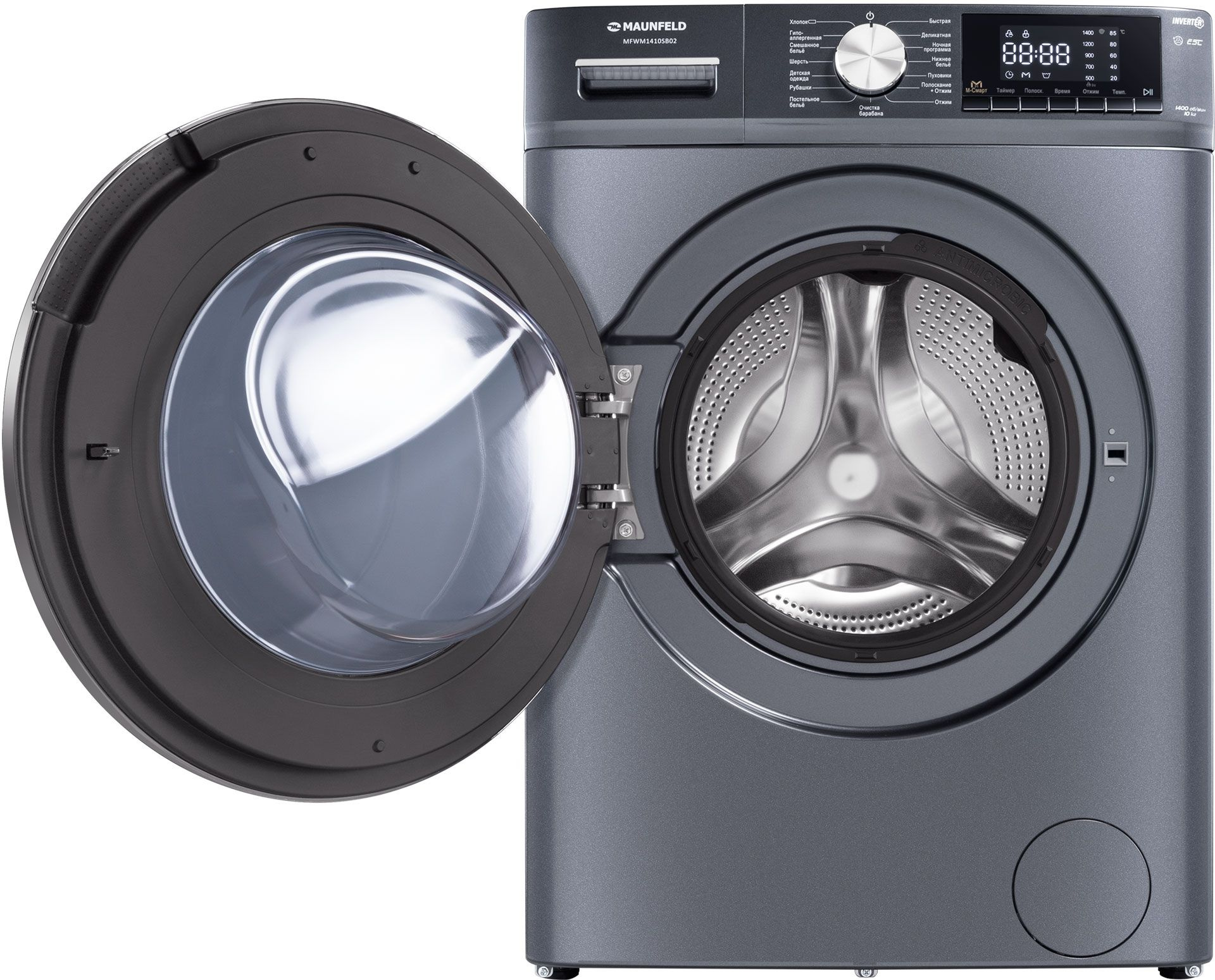 Стиральная машина Maunfeld MFWM1410SB02 класс: A+++ загр.фронтальная макс.:10кг темно-серебристый инвертор — миниатюра 2