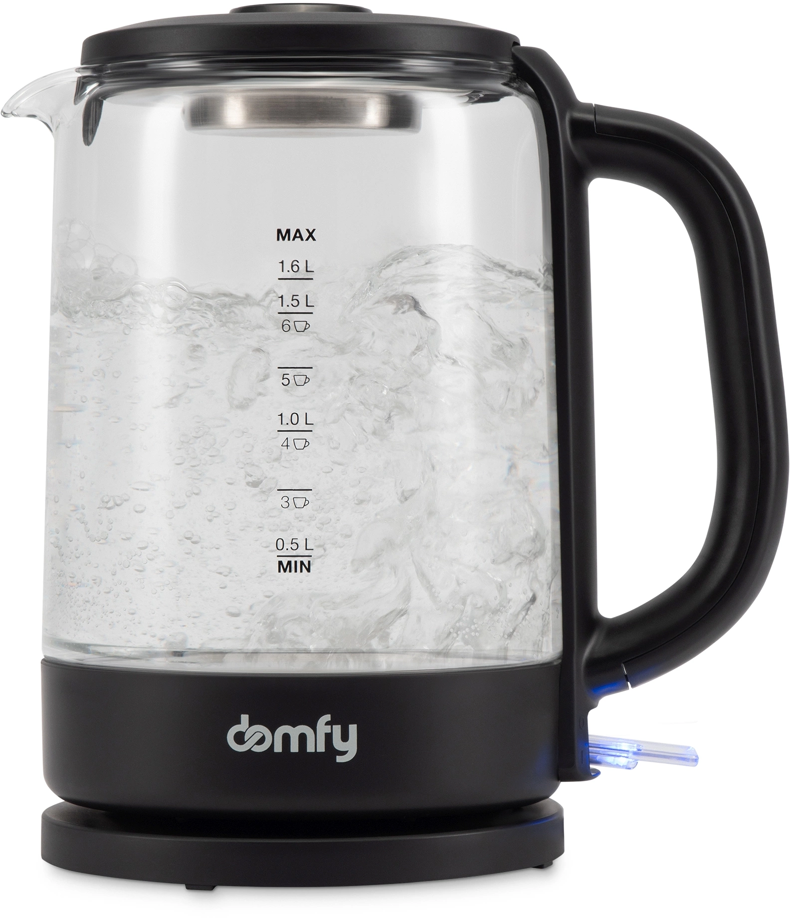 Чайник электрический Domfy DSB-EK304 1.7л. 2200Вт черный корпус: стекло/пластик — миниатюра 2