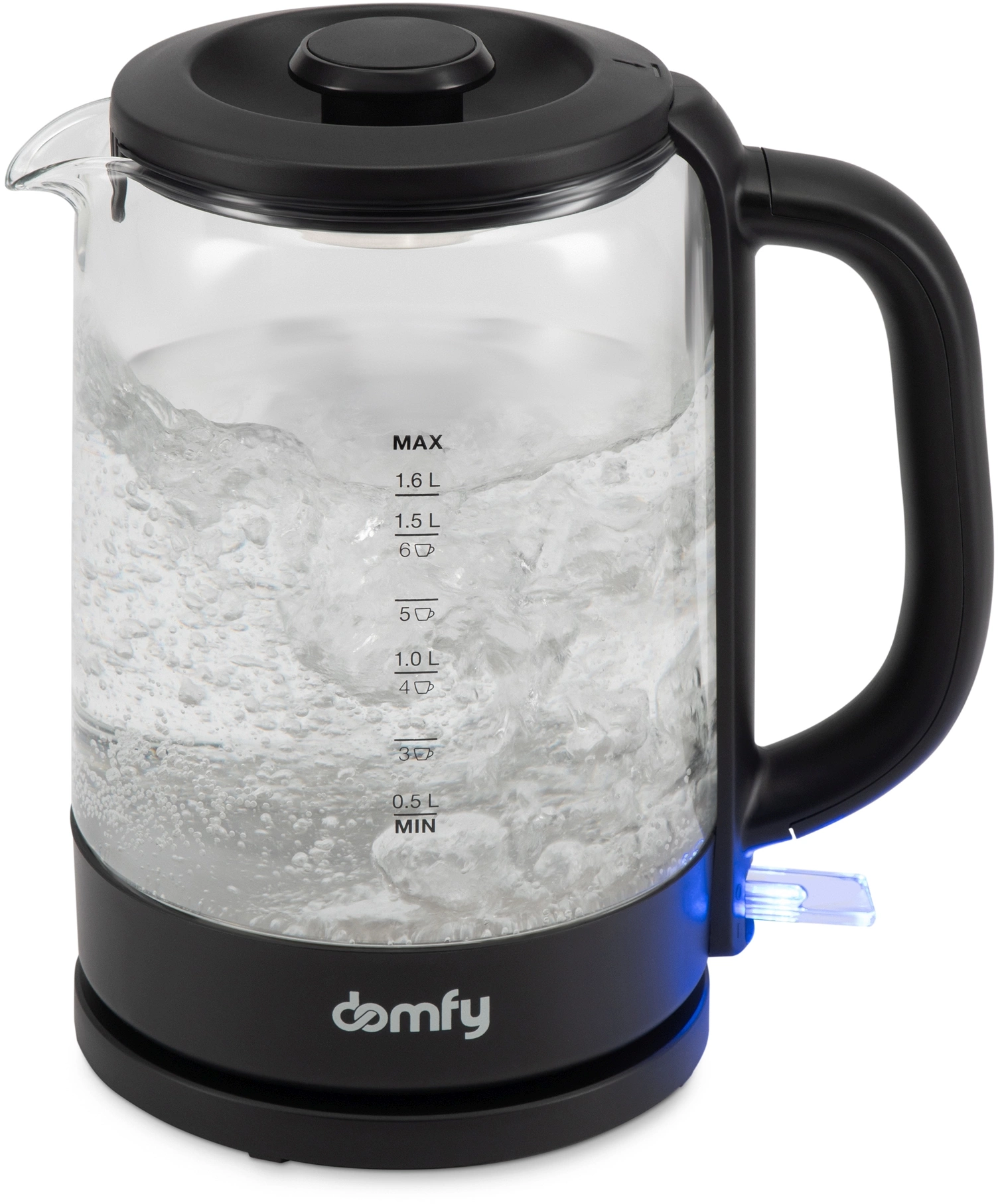 Чайник электрический Domfy DSB-EK304 1.7л. 2200Вт черный корпус: стекло/пластик — миниатюра 4
