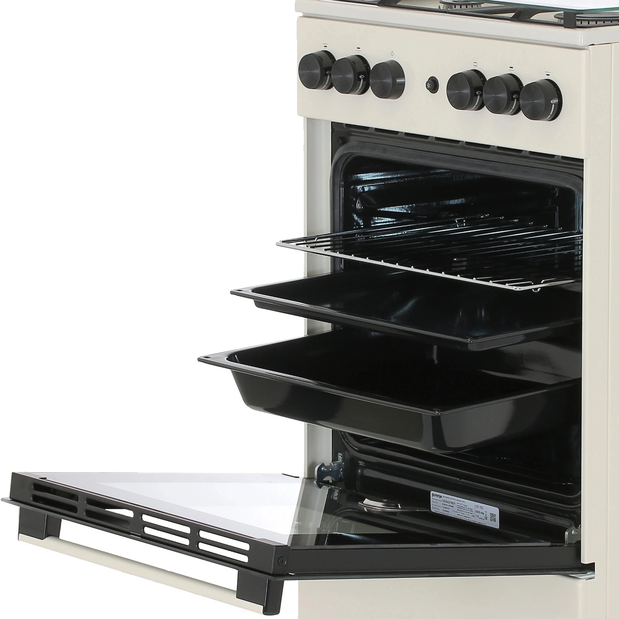 Плита Газовая Gorenje GG5A21BEF бежевый (стеклянная крышка) реш.чугун — миниатюра 6