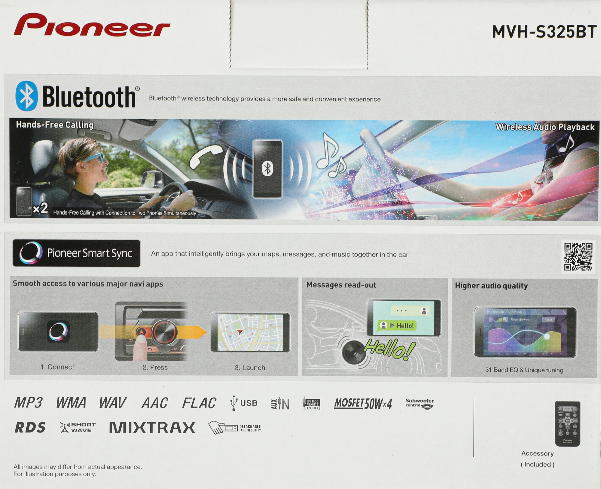 Автомагнитола Pioneer MVH-S325BT 1DIN 4x50Вт 1 ПДУ RDS — миниатюра 14
