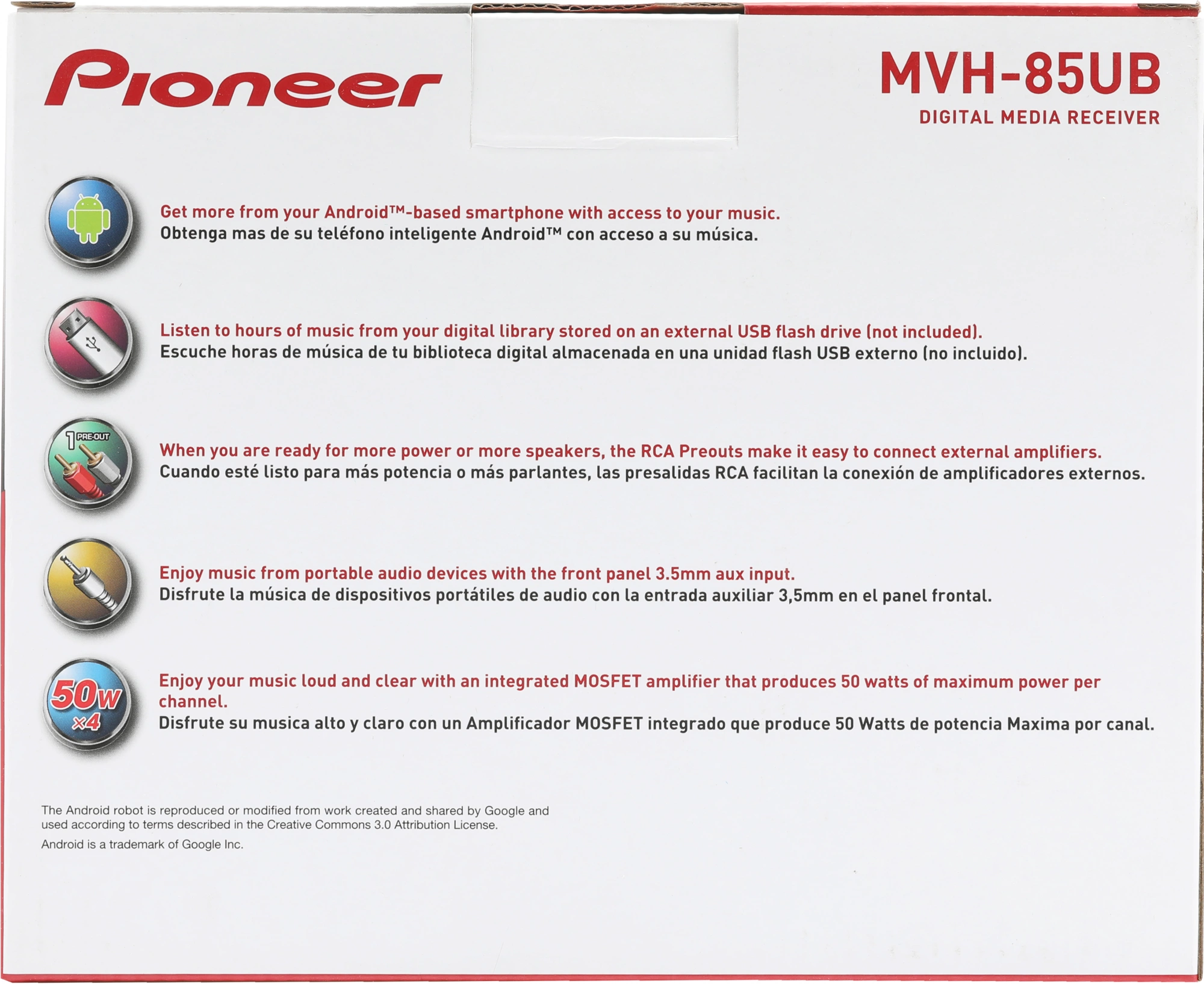 Автомагнитола Pioneer MVH-85UB 1DIN 4x50Вт RDS — миниатюра 2