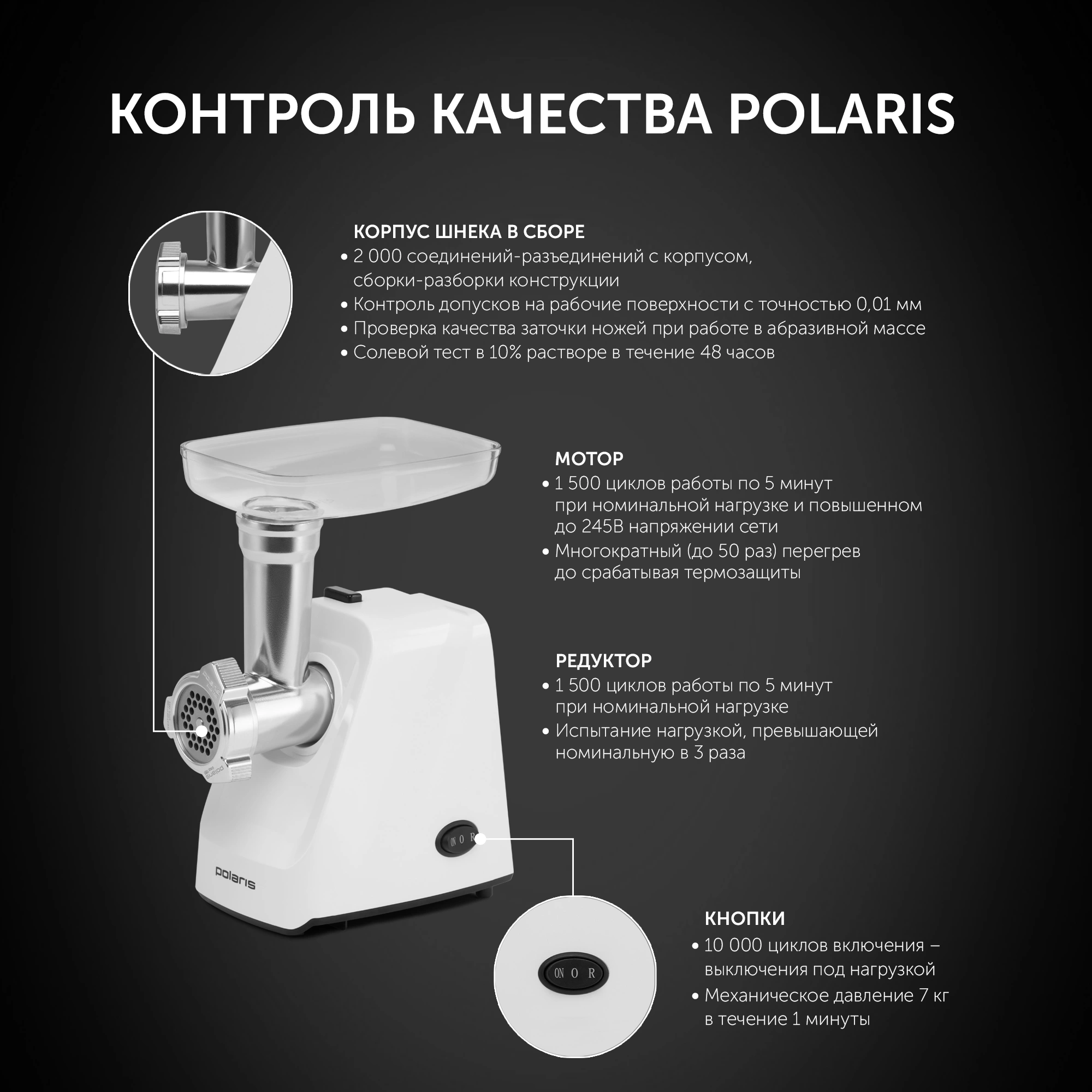 Мясорубка Polaris PMG 1852 RUS 1800Вт белый — миниатюра 8
