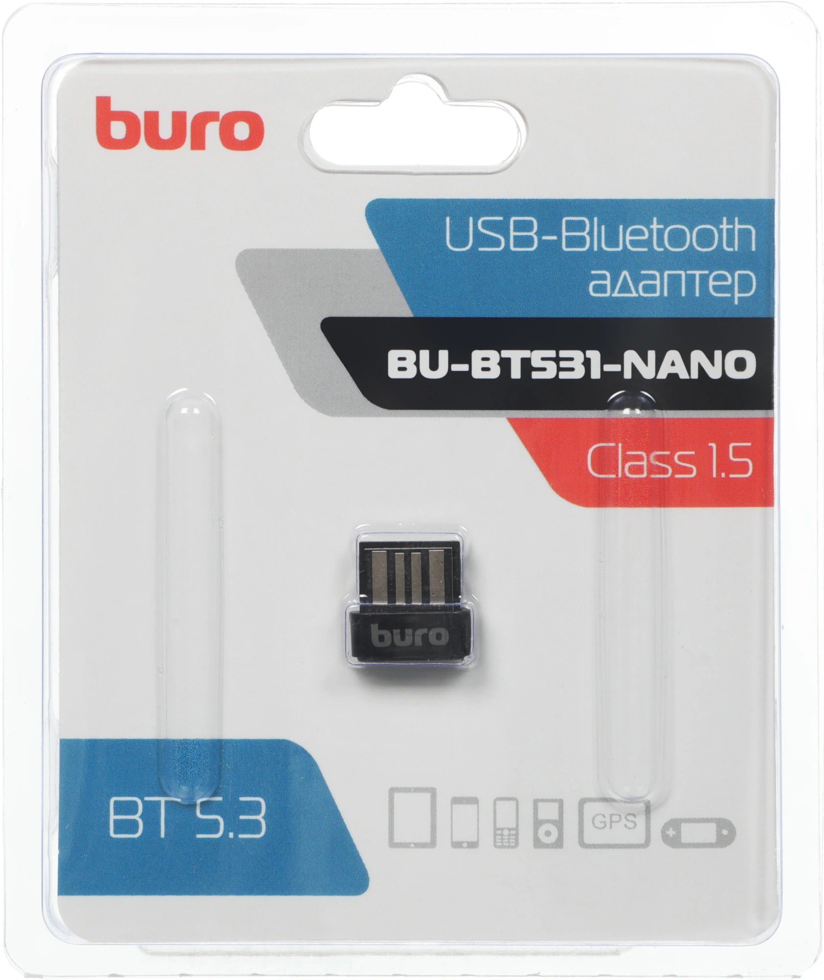 Адаптер USB Buro BU-BT531-nano BT5.3+EDR class 1.5 20м черный — миниатюра 5
