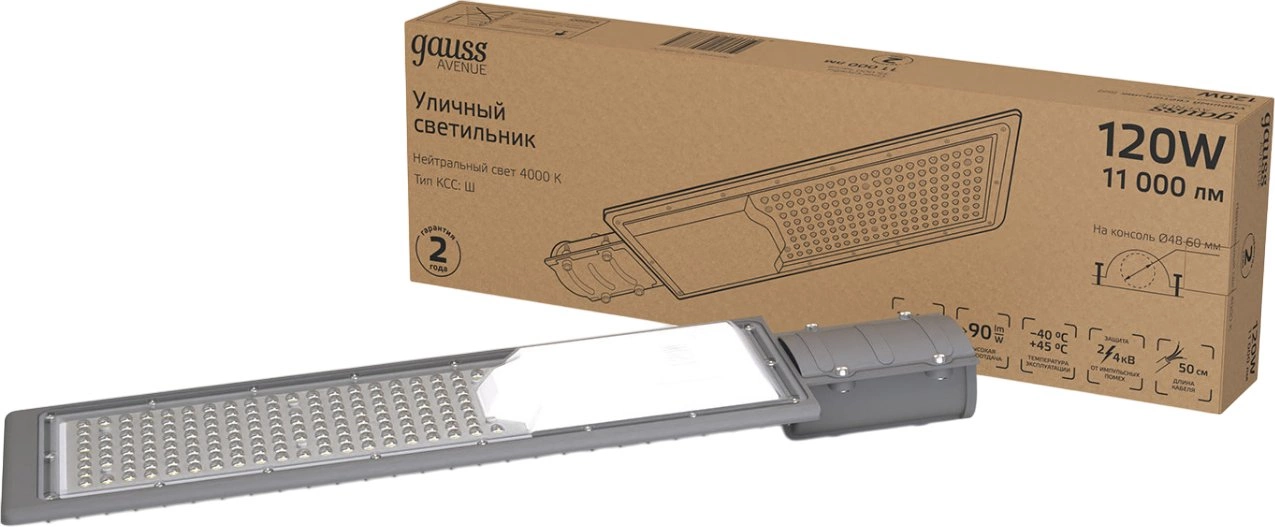 Светильник уличный Gauss Avenue 120Вт ламп.:1шт черный (629534220)