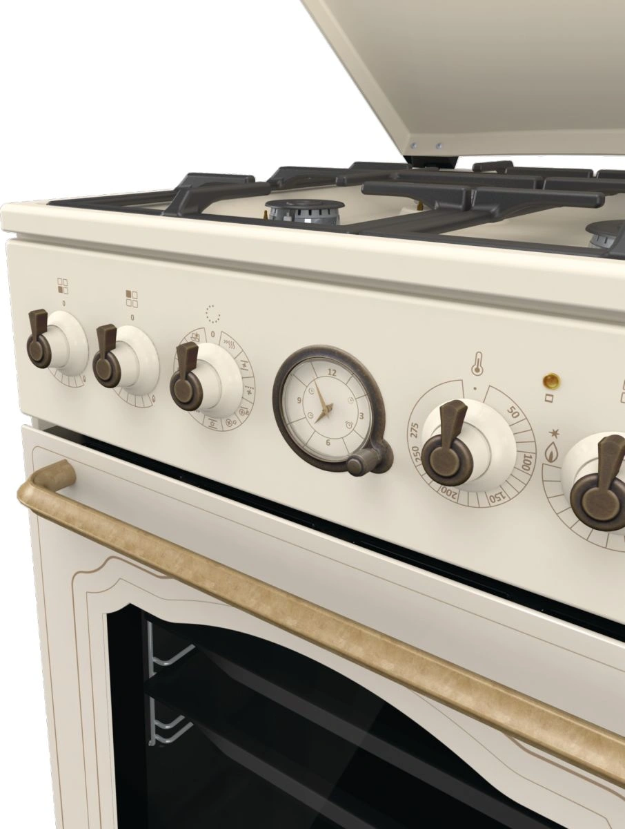 Плита Комбинированная Gorenje GKS5B70CLI бежевый (металлическая крышка) реш.чугун — миниатюра 2