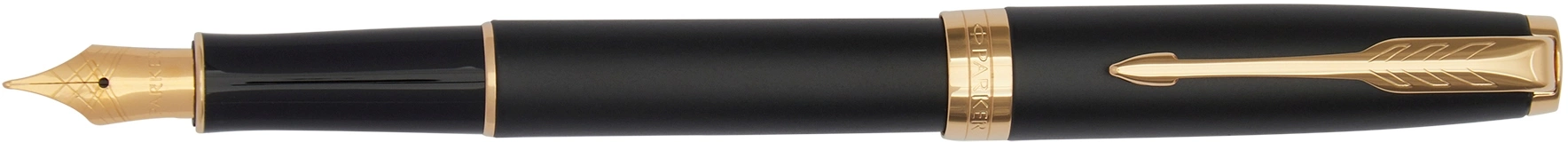 Ручка перьев. Parker Sonnet Core F528 (1931516) Matte Black GT F сталь нержавеющая подар.кор.