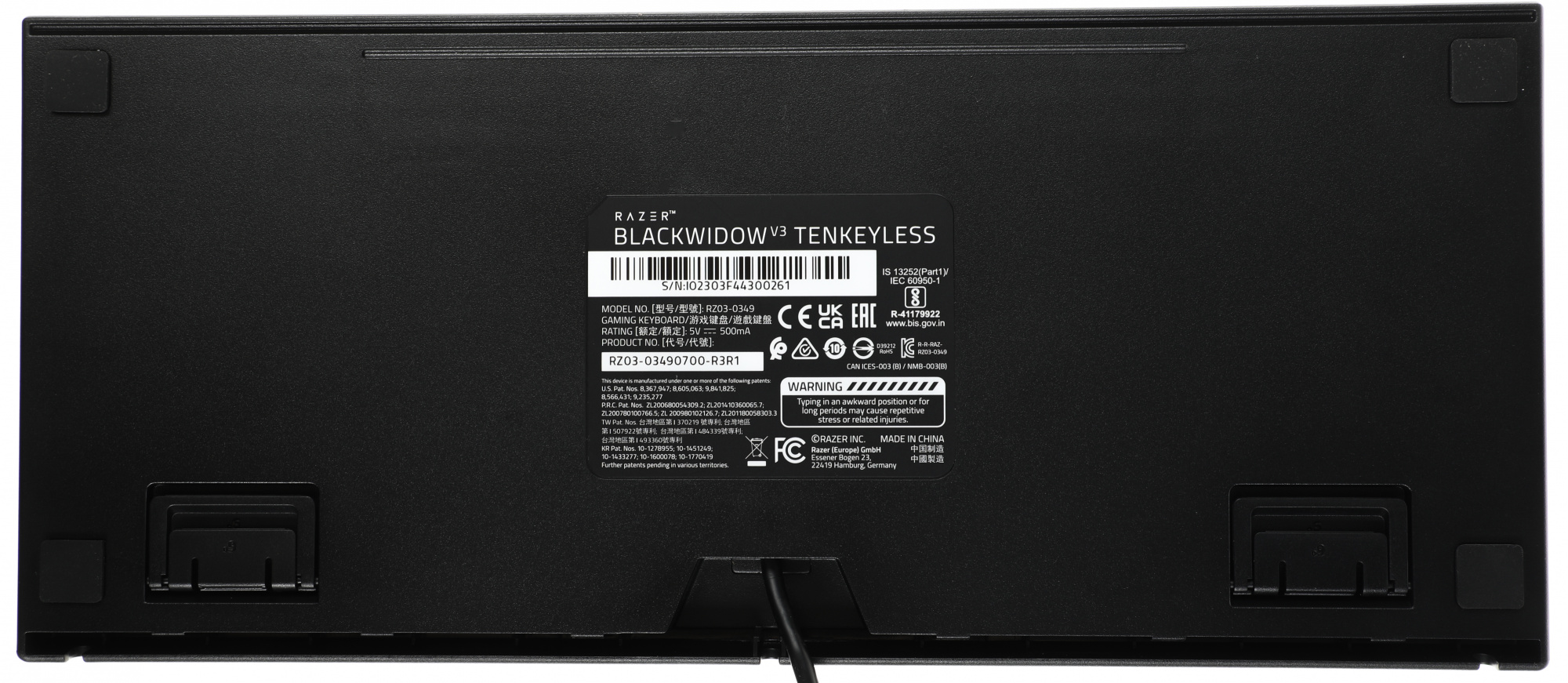 Клавиатура Razer BlackWidow V3 TKL механическая черный/черный USB Multimedia for gamer LED (RZ03-03490700-R3R1) кабель 1.8м — миниатюра 8