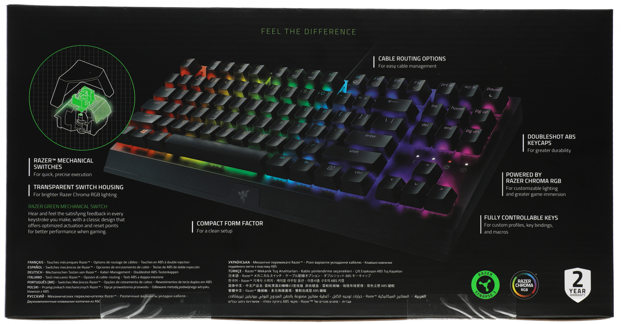 Клавиатура Razer BlackWidow V3 TKL механическая черный/черный USB Multimedia for gamer LED (RZ03-03490700-R3R1) кабель 1.8м — миниатюра 16