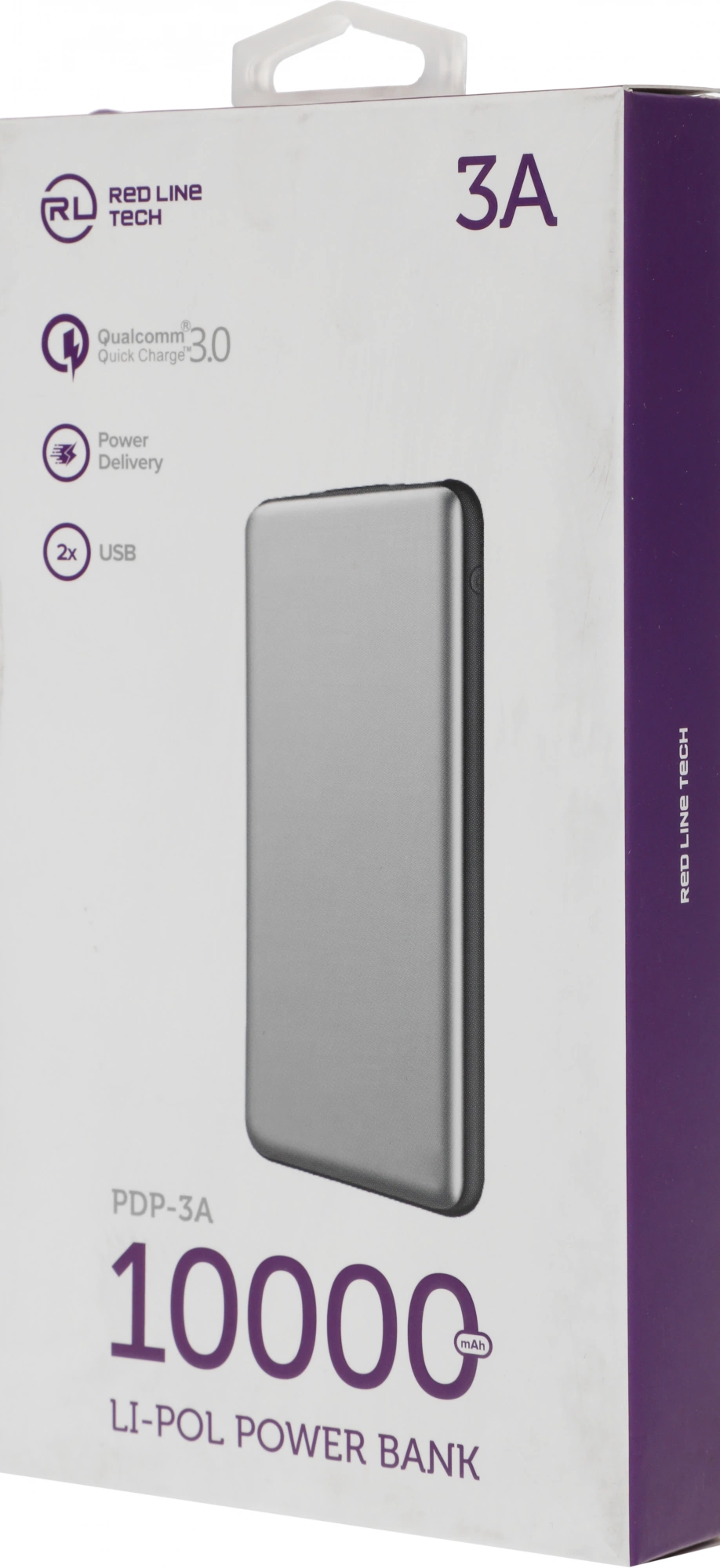 Мобильный аккумулятор Redline PDP-3A 10000mAh 3A 2xUSB-A/USB-C серебристый (УТ000018984) — миниатюра 5