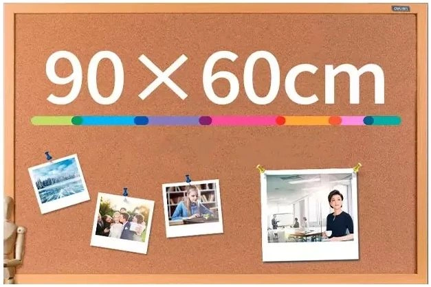 Доска пробковая Deli 8764 пробка желтый 60x90см деревянная рама — миниатюра 2