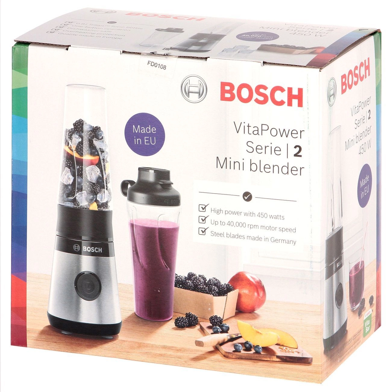 Блендер стационарный Bosch VitaPower Serie 2 MMB2111S 450Вт хром — миниатюра 5