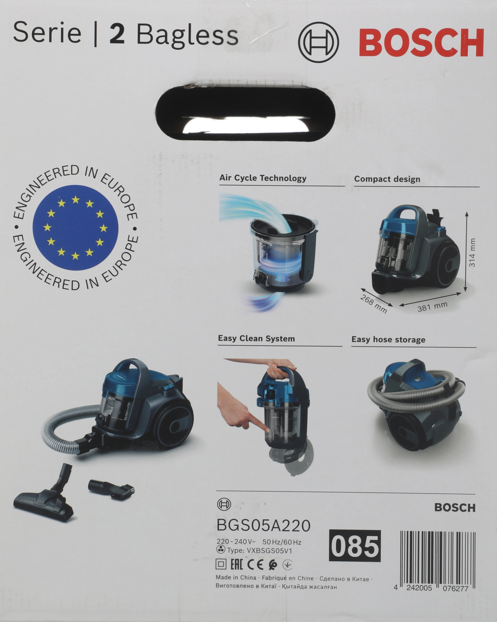 Пылесос Bosch Serie 2 BGS05A220 700Вт синий/черный — миниатюра 5