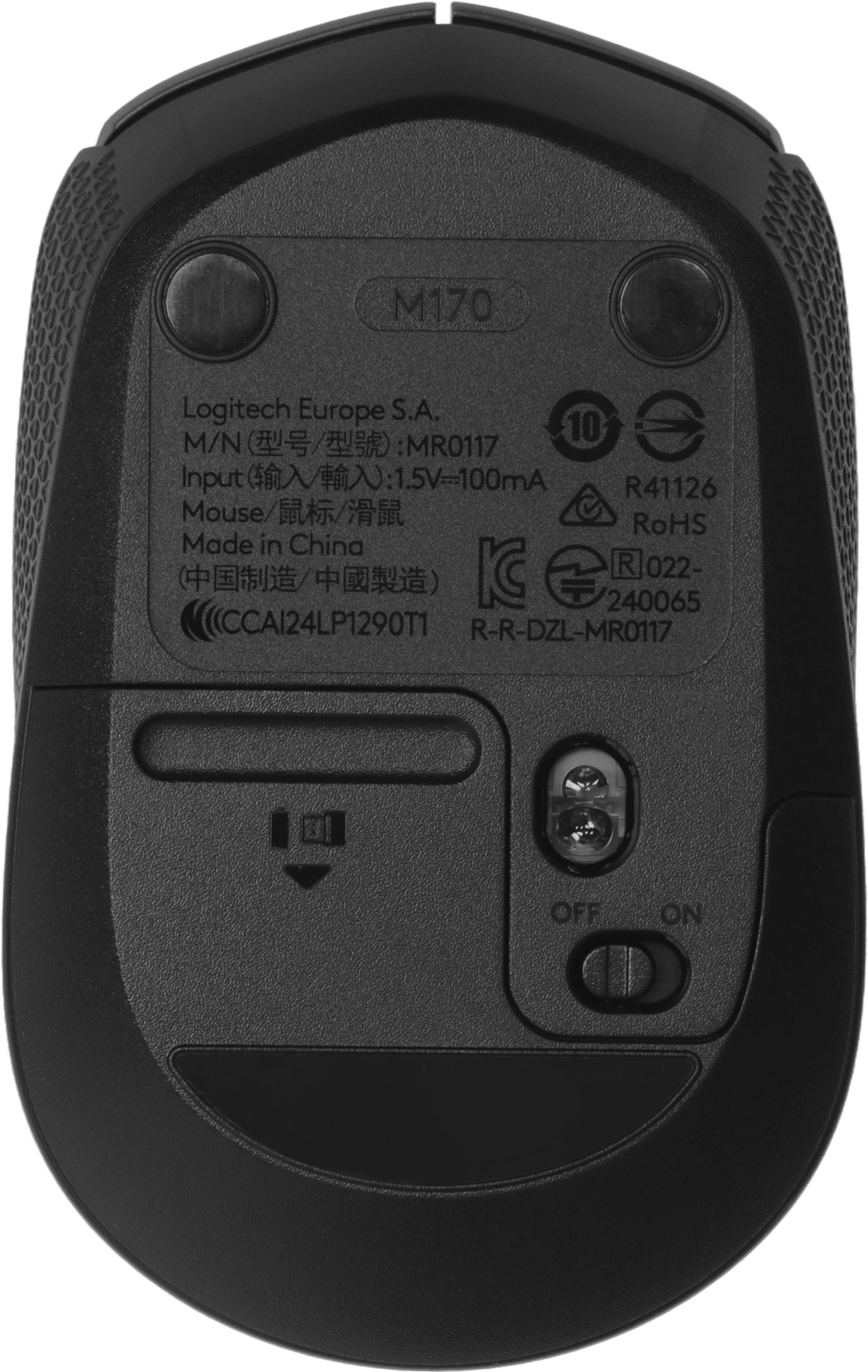 Мышь Logitech M170 серый/черный оптическая 1000dpi беспров. USB 2but (910-004646) — миниатюра 4