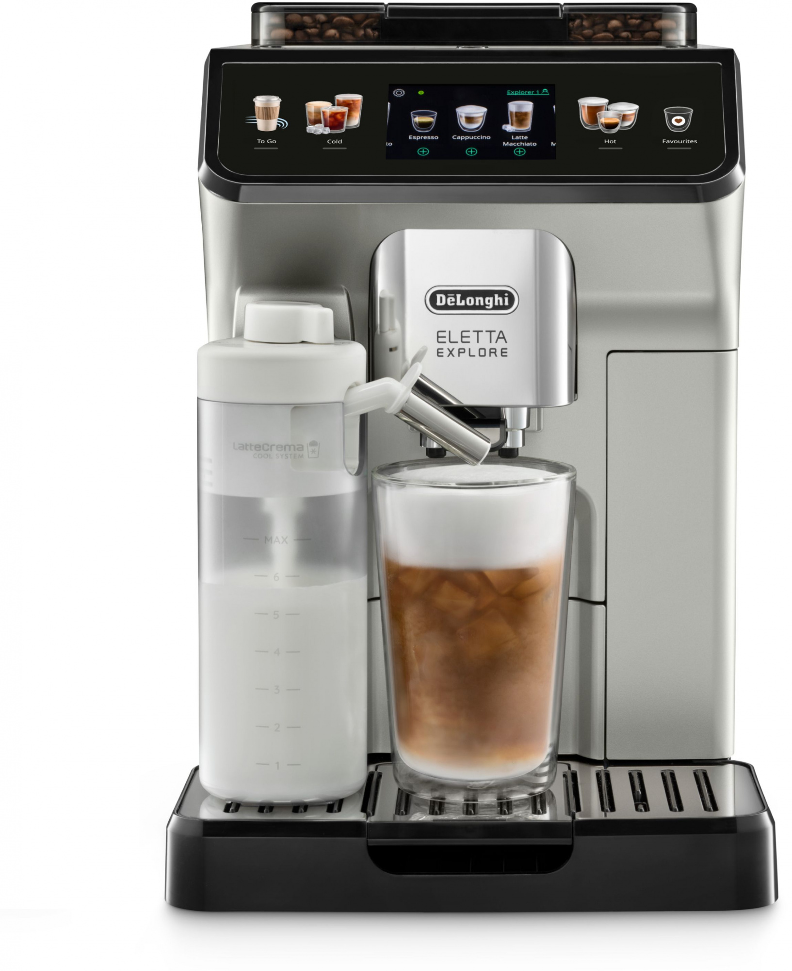 Кофемашина Delonghi Eletta Explore ECAM450.55.S 1450Вт серебристый/черный