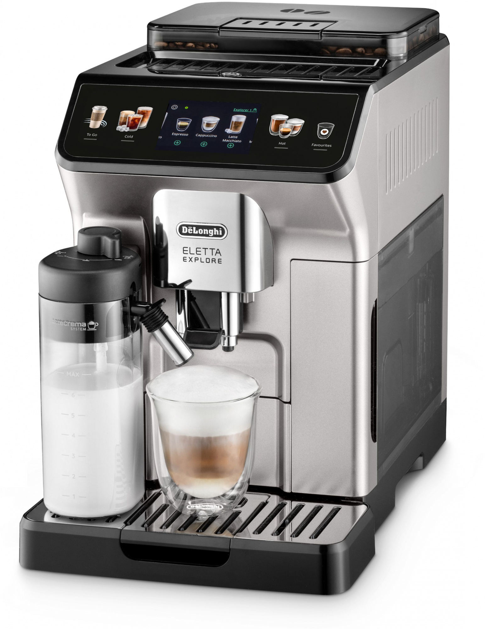 Кофемашина Delonghi Eletta Explore ECAM450.55.S 1450Вт серебристый/черный — миниатюра 2