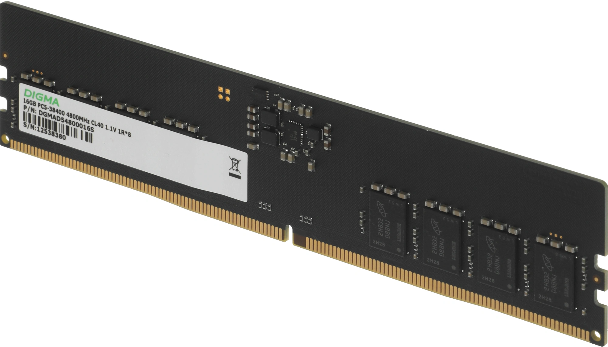 Память DDR5 16GB 4800MHz Digma DGMAD54800016S RTL PC5-38400 CL40 DIMM UDIMM 288-pin 1.1В single rank Ret — миниатюра 3