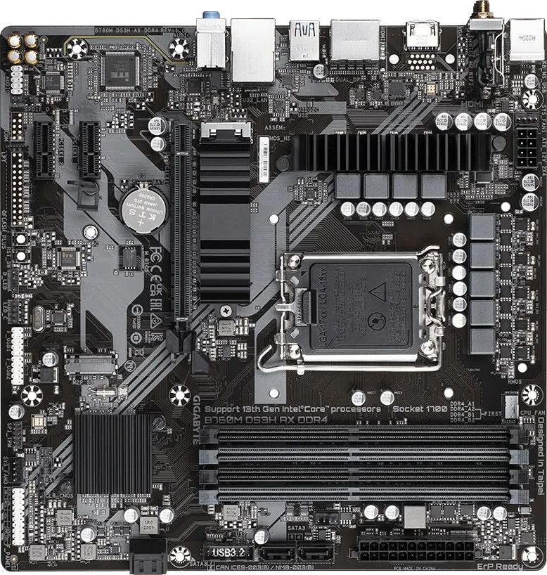 Материнская плата Gigabyte B760M DS3H AX DDR4 Soc-1700 Intel B760 4xDDR4 mATX AC`97 8ch(7.1) 2.5Gg RAID+HDMI+DP — миниатюра 7